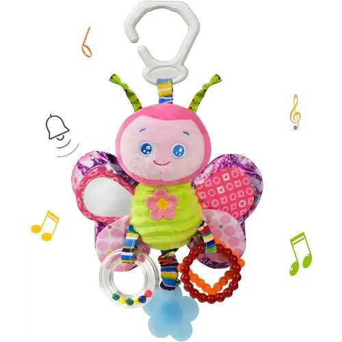 Baby Rattles Toys with Teether,Bed Bell for Toddler in pram,Gifts for Baby Aged 3 Months or More(Butterfly)