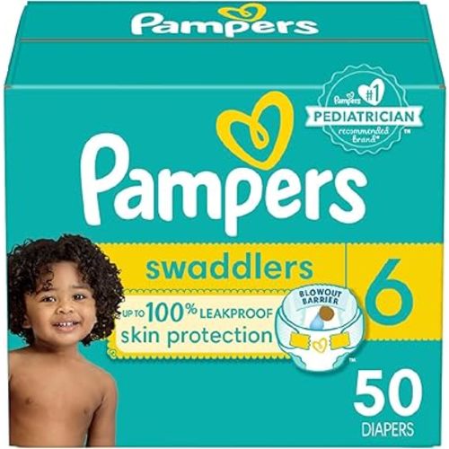 Pampers Swaddlers Diapers - Size 6, 50 Count, Ultra Soft Disposable Baby Diapers