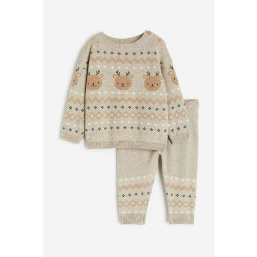 2-piece Jacquard-knit Cotton Set