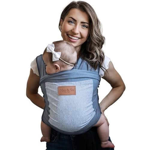Baby Wrap Carrier - Premium Cotton Sling for Newborns to Toddlers - Hands-Free, Soothing Stretchy Fabric Wrap with Front Pocket for Essentials - One Size Fits All - by Max&So