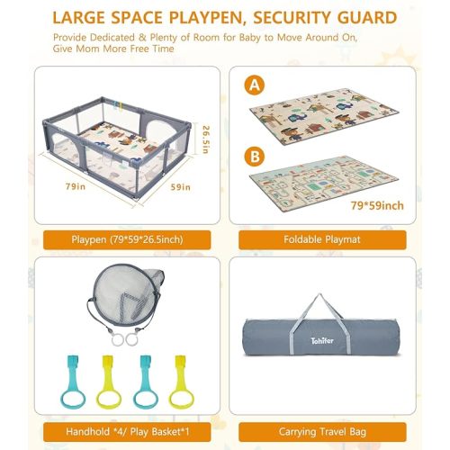 Baby Playpen with Mat, Large Baby Play Yard