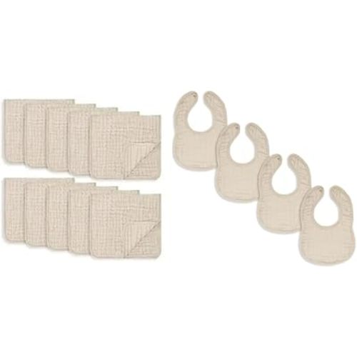 Comfy Cubs Muslin Burp Cloths and Muslin Baby Bibs Bundled