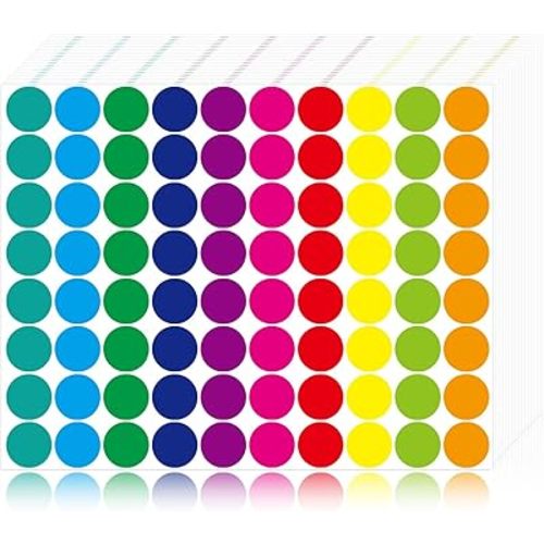 1400 PCS Colored Dot Stickers Round Color Coding Labels Polka Circle Dot Label Sticker for Office, Classroom, Yard Sale, Garage Sale(10 Colors, 3/4 inches)