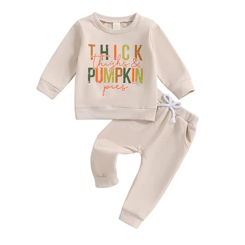 Kupretty Toddler Baby Boy Fall Winter Clothes Letter Graphic Long Sleeve Sweatshirt Pullover Tops + Joggers Pants Outfit Set