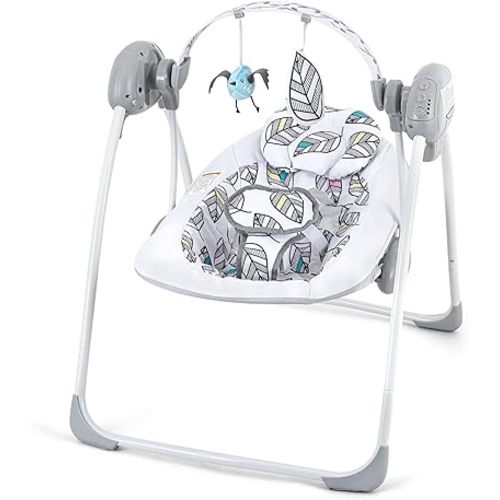 Baby Swing,Baby Swings for Infants,Easy-Fold Infant Swing with Adaptable Speed,Music,Timing,Portable Baby Swing Indoor/Outdoor,Baby Swing for Babies 0-6 Months 6-20 lbs White