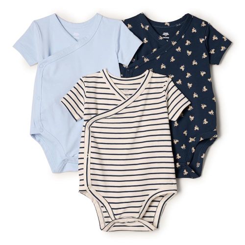 Amazon Essentials x Sofia Grainge Unisex Babies' Side Snap Short Sleeve Bodysuit, Pack of 3