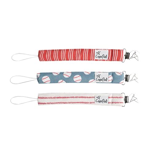 Copper Pearl Pacifier Clip 3-Pack - Stylish Stainless Steel Pacifier Holder Clip for Baby Girls and Boys - Baby Pacifier Clips for No More Floor Drops - Slugger