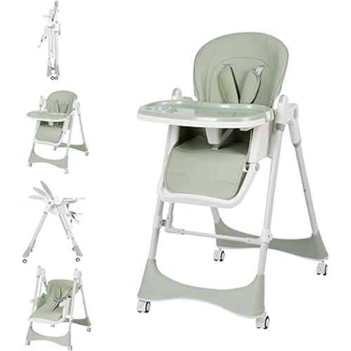 6-in-1 High Chair with Rocker | Convertible Baby High Chair for Newborn to Toddler | Easy-Clean, Foldable & Adjustable with Removable Tray, Sparrow Lake Green