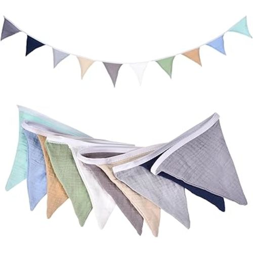 uxcell Pennant Banner Flags, 7.74 ft x 4.7 Inch Cotton Fabric Triangle Flags Wall Decor for Picnic Wedding Christmas Outdoor Birthday Party BBQ Decorations, Blue