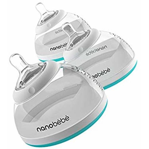 nanobebe Transition Baby Bottle. Instinctual Experience Mimicking Breastfeeding, to Avoid Nipple Confusion. Innovative Multi Use Award Winning Baby Bottle - 8oz 3pk (Teal)