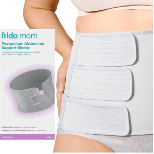 Frida Mom Belly Binder, Postpartum Essentials for Natural and C-Section Recovery, Adjustable Compression Wrap, After Birth Brace, Abdominal Band, 9" High