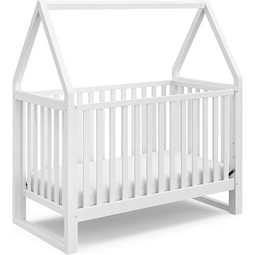 Storkcraft Orchard 5-in-1 Convertible Crib (White) – GREENGUARD Gold Certified, Canopy Style Baby Crib, Converts from Crib to Toddler Bed, Daybed and Full-Size Bed, Fits Standard Crib Mattress