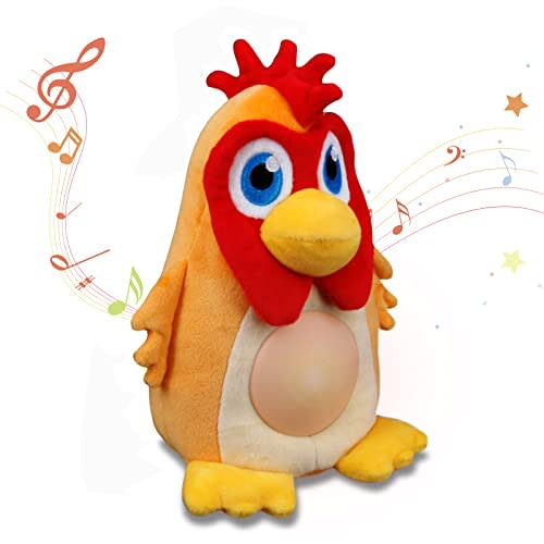TOYMAKER La Granja de Zenon Bartolito Light Up Stuffed Animal Plush Baby Soother Chicken Spanish Toys 6 to 12 Months Crib Soother with Music and Lights for Birthday