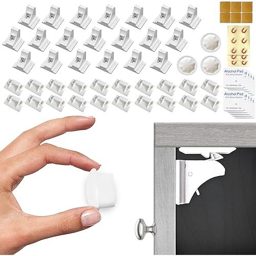 Eco-Baby Magnetic Cabinet Locks for Babies - White, 20 Pack