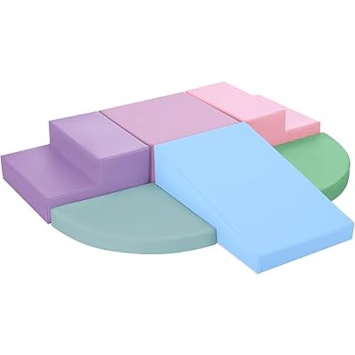 6-Piece Foam Climbing Blocks for Toddlers: Colorful Climbing Gym PU Leather Baby Foam Building Blocks Indoor Toy
