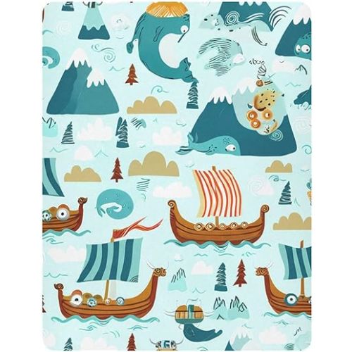 xigua Whimsical Viking Fitted Crib Sheets for Girls and Boys, Soft Breathable Crib Sheet Suitable for Standard Crib & Toddler Bed 27 x 39 in