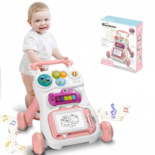 Baby Push Walker, HDJ Toddler Learning to Walk Activity Center, for Infant 6 Months+ ，Pink