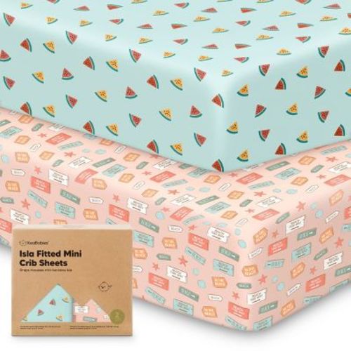 KeaBabies 2-Pack Isla Mini Crib Sheets, Pack and Play Sheets Fitted, Pack N Play Sheets, 38x26 Fitted Crib Sheet