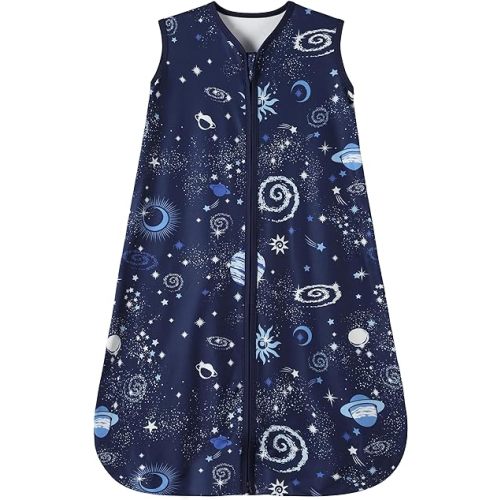 Baby Sleep Sack 0-6 Months Baby Wearable Blanket 100% Rayon Cotton 2-Way Zipper Toddler Sleeping Sack,Comfy Soft Lightweight TOG 0.3(Galaxies)
