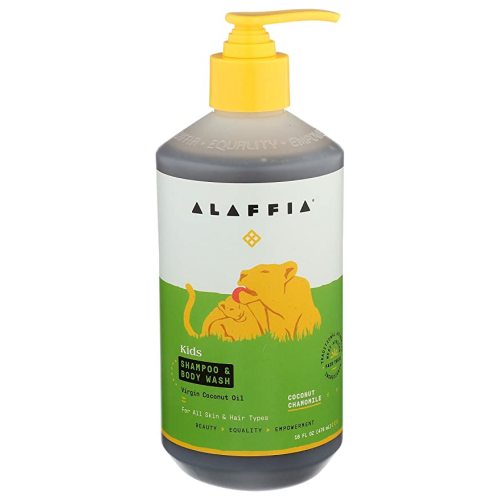 Alaffia EveryDay Coconut Shampoo and Body Wash - Babies and Kids, Gentle and Non-Irritating Support for Soft Hair and Skin with Yarrow and Chamomile, Fair Trade, Coconut Chamomile, 16 Ounces