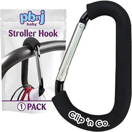 Stroller Hooks for Hanging Diaper Bags - Mommy Stroller Clip and Stroller Accessories Organizer Hook - Large Carabiner Clips for Mom Purse Shopping Grocery Bag and Accessory - (1 Pack)