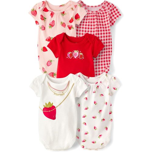 The Children's Place Baby Girls' Short Sleeve Bodysuits, Multipack