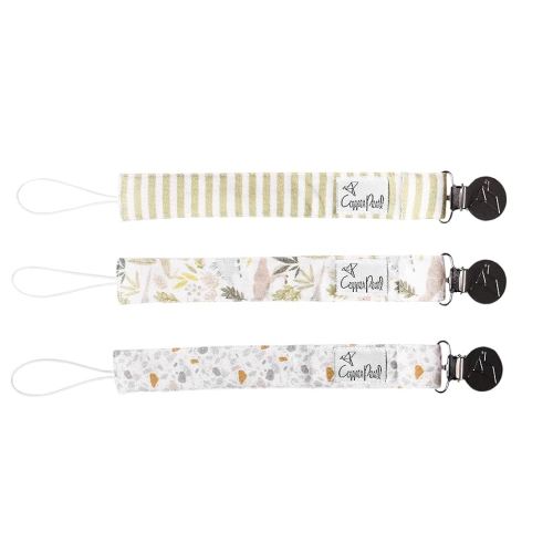 Copper Pearl Pacifier Clip 3-Pack: Premium Knit Binky Clips for Baby Girls and Boys - Stylish Stainless Steel Pacifier Holder Clip - Baby Pacifier Clips for No More Floor Drops - Rex