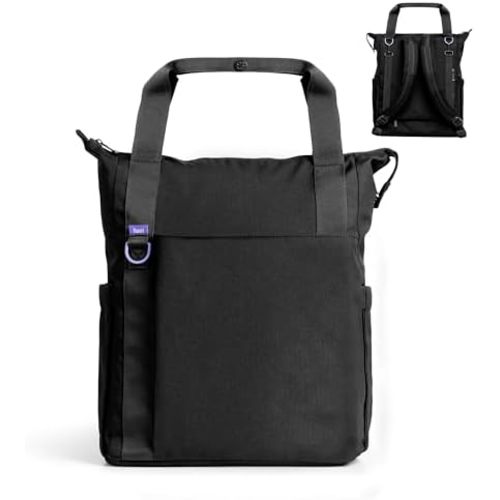 Ubbi Fleuri All-Day Diaper Bag Backpack, Features 12 Pockets, Insulated Bottle Pocket, Wet Bag, Changing Mat, Stroller Straps and Dust Pouch, Lightweight, Easy-Clean & Travel Ready, Licorice
