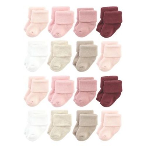 Hudson Baby Cotton Rich Baby Terry Socks 16-pack, Solid Blush Pink, 6-12 Months