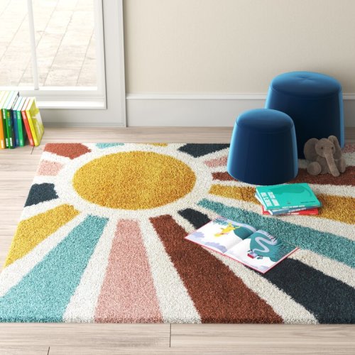 Maust Sunshine Rainbow Shag Rug