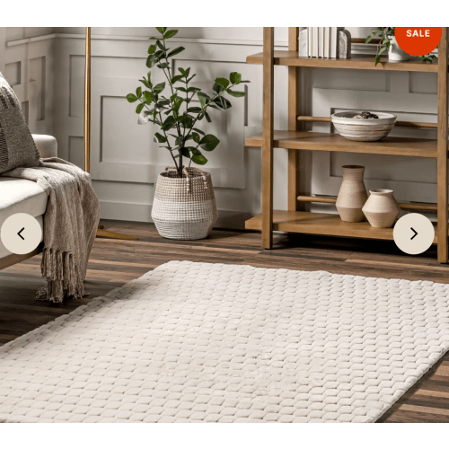 Milazia Honeycomb Plush Cloud Washable Rug | White – Rugs USA