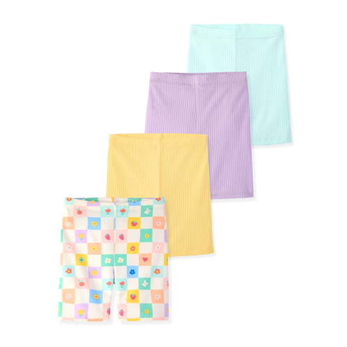 Garanimals Newborn, Baby & Toddler Girl Ribbed Cotton Biker Shorts, Prints & Solids, 4-Pack, Sizes 0-6T