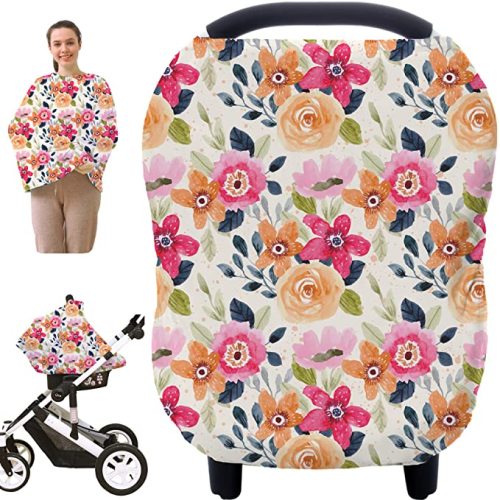 Multi-use Carseat Canopy Cover - Breathable Breastfeeding Covers, Car Seat Covers for Babies, Stroller Canopy Cover (Mix Floral) - mix floral