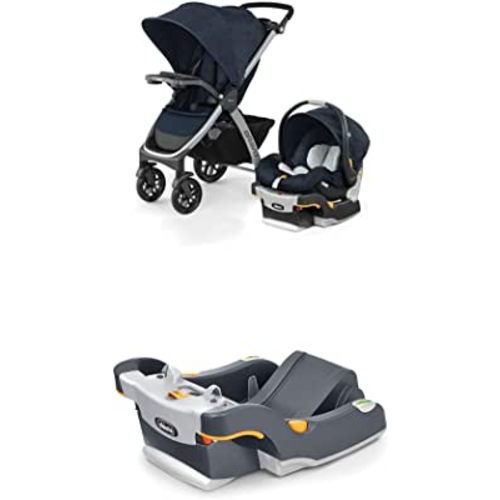 Chicco Bravo Trio Travel System and Extra Base Bundle, Brooklyn, Navy