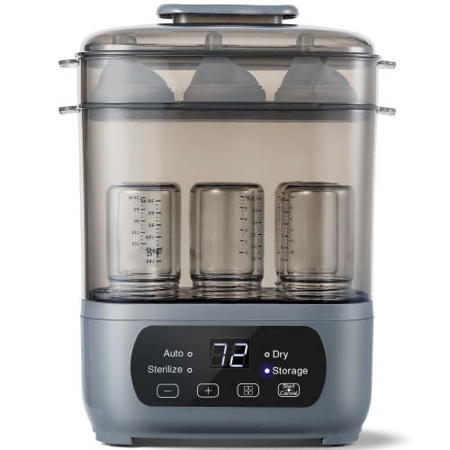 4-in-1 Baby Bottle Sterilizer & Dryer: 72H Storage, 30-Min Dry, 6 Bottles + Accessories, FDA/CPC, 99.99% Germ-Free‌