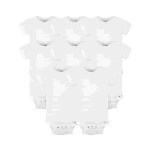 Gerber 8-Pack White Short Sleeve Onesies Bodysuits 0-3M, Solid Baby Plain Multipack Infant Clothing