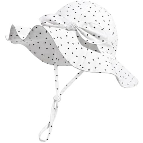Baby Girl Sun Hat with UPF 50+ Outdoor Adjustable Beach Hat with Wide Brim Bucket Hats