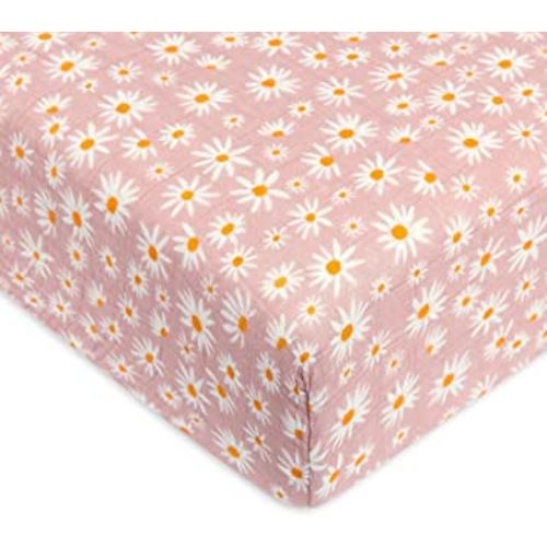 Babyletto 100% Organic Cotton Crib Sheet, GOTS-Certified, Fitted 360°, Ultra-Soft and Breathable Muslin - Daisy