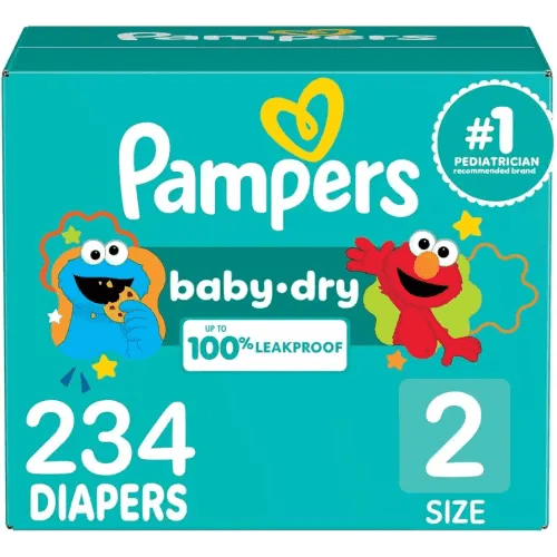 Size 2 - Pampers Diapers - Baby Dry - 234 Count, Absorbent Disposable Infant Diaper (Packaging May Vary)