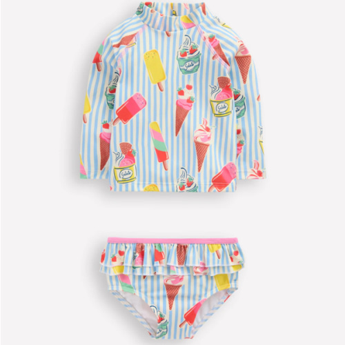 Frilly Rash Vest Set-Vintage Blue Ice Creams | Boden USA