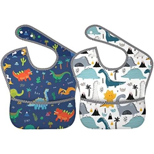 Cute Bibs 2Packs for 6-24 Months Washable Fabric Waterproof