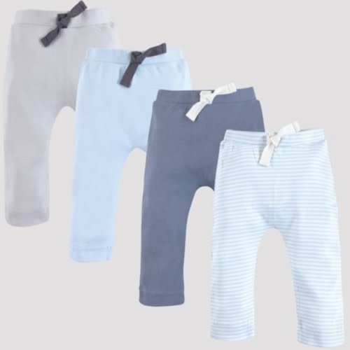 Touched by Nature Baby Harem Organic Cotton Pull-On Pants (4pk) - light blue/gray