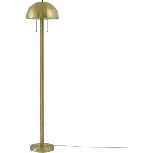 GLOBE Electric 65786 Haydel 60" 2-Light Floor Lamp, Matte Brass, Double On/Off Pull Chain, Bulb Not Included