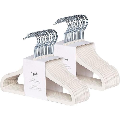 3 Sprouts - 15Pk Baby Velvet Hangers, Cream