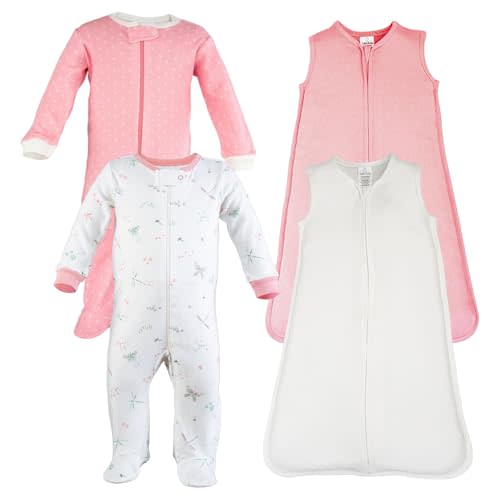 Little Peaches 4Pc Comfy Cozy Set - 2 Sleep Sack & 2 Footed Pajamas, Super Soft Baby Clothes, Sleepwear Set