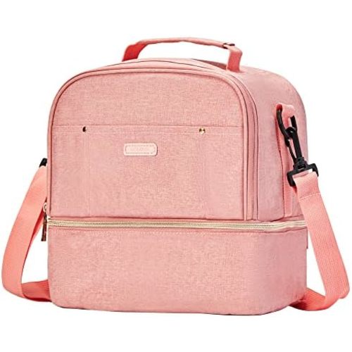 Breast Pump Bag Cooler Compartment for Breast Pump - Cooler and Moistureproof Bag Double Layer for Mother Breast Milk Pump Lunch Bag Outdoor Working (Pink)