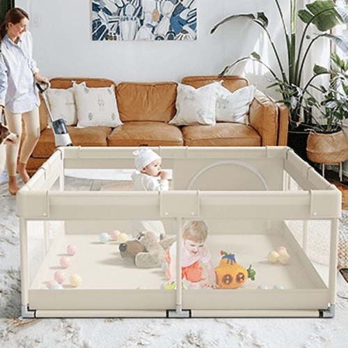 Pkinoicy Baby Playpen, Upgrade Playpen, Playpen for Babies (47*47*26inch Beige), Play Pen Center for Babies and Toddlers