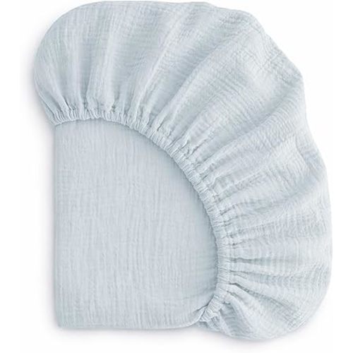Ababy Custom Size Baby Fitted Sheet – Muslin Cotton for Bassinet, Crib, Cradle & Toddler Mattress – Soft Breathable Fabric, 360° Elastic, Machine Washable, Multiple Colors (Baby Blue)