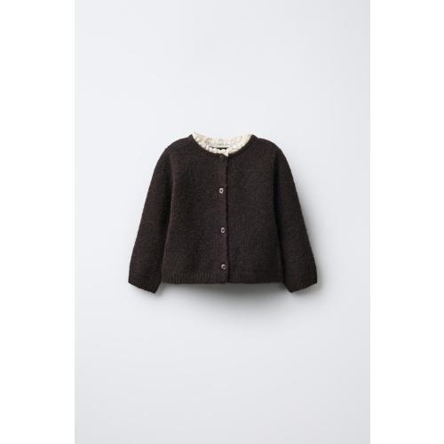 2-IN-1 LACE KNIT CARDIGAN WITH WOOL - Brown | ZARA United States