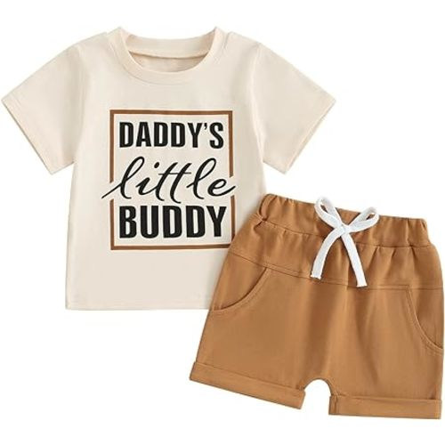Engofs Toddler Baby Boy Summer Clothes Short Sleeve T-Shirt Tops Shorts Set 2Pcs Casual Outfit